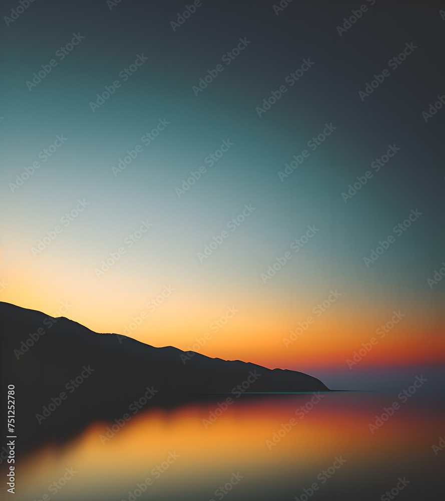 Sunset over the sea. Landscape with sea and mountains. Sunset over the sea. Landscape with sea and mountains.