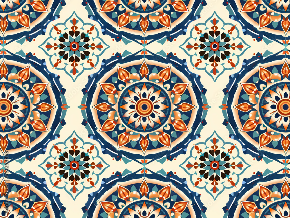 Pattern seamless design white background, wallpaper, flower, fabric, carpet, mandalas, clothing, wrapping, sarong, tablecloth, shape, geometric pattern, ethnic pattern, traditional. illustration