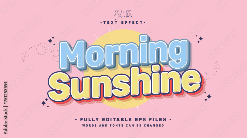 editable morning sunshine text effect.typhography logo