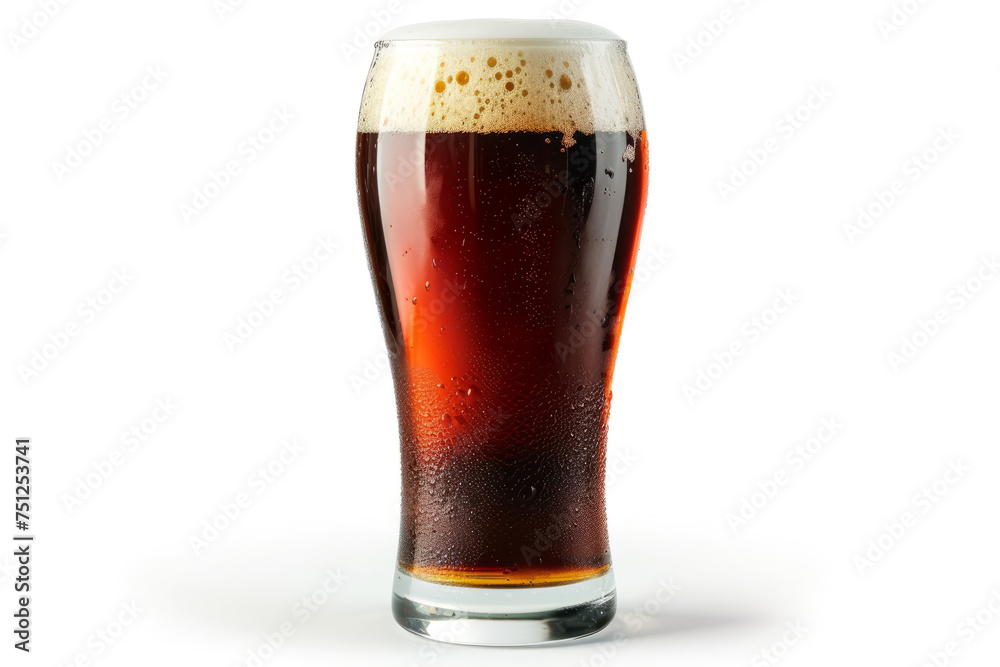 Mug or glass of dark beer with water drops on the glass isolated on white background
 - obrazy, fototapety, plakaty 