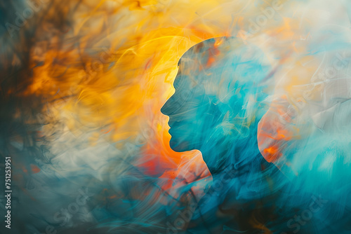 Silhouette of a person with vibrant colors.