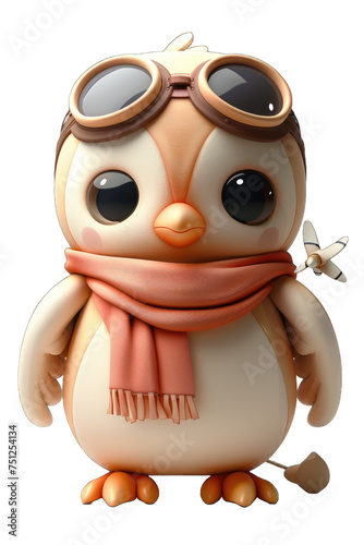cute cartoon penguin wearing a scarf 3d illustration