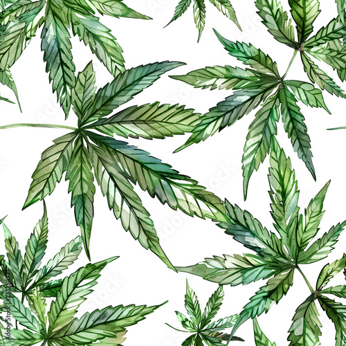 seamless pattern with cannabis leaves AI generated 