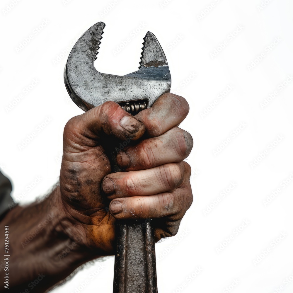 Fototapeta premium someones hand holding spanner