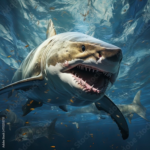 A Glimpse into the World of Sharks under water, Generative ai. © MdTaher