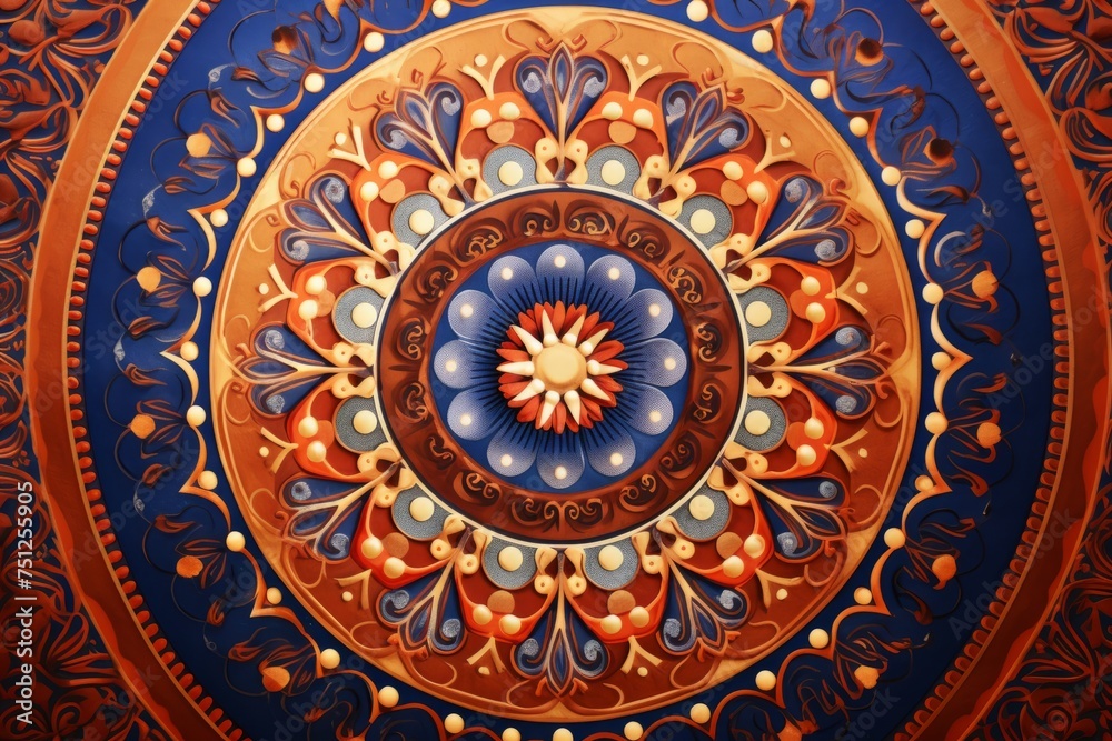 Antique Mandala Artwork Infused with a Vivid Color Palette, Generative AI