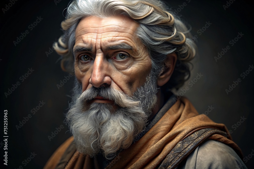Portrait of an old man with a white beard and mustache. Portrait of an old man with a white beard and mustache.
