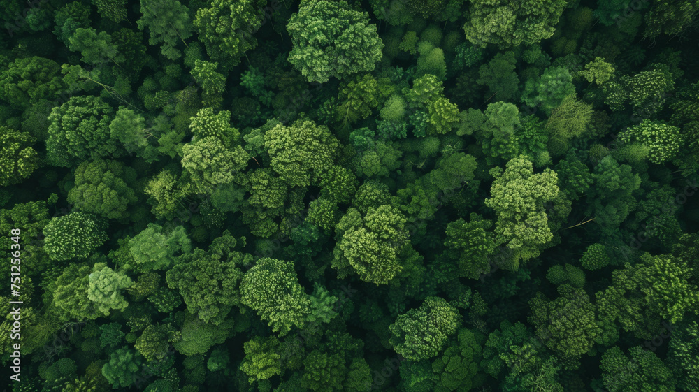 Aerial view of a lush, dense forest canopy from above.