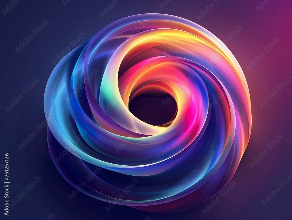 A colorful spiral with a purple and yellow center A colorful spiral with a purple and yellow center