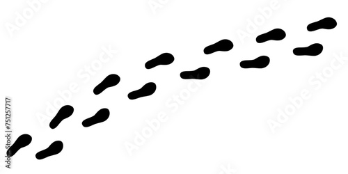 Human step footprints paths. Step by step vector isolated on white background. Trace of foot prints of person in boots. Track from shoe sole prints. Road of human feet.