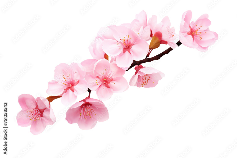Beautiful sakura flowers isolated on white - obrazy, fototapety, plakaty 