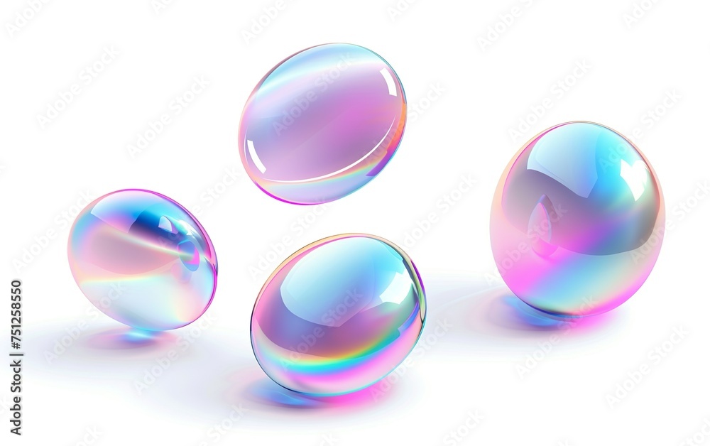 Four colorful spheres of glass, each with a different color Four colorful spheres of glass, each with a different color