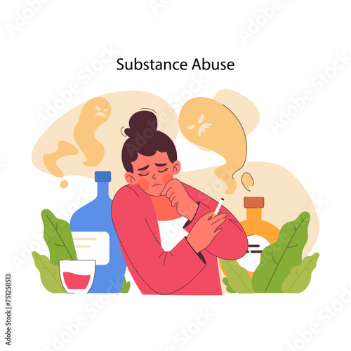 Substance abuse concept. Flat vector illustration.