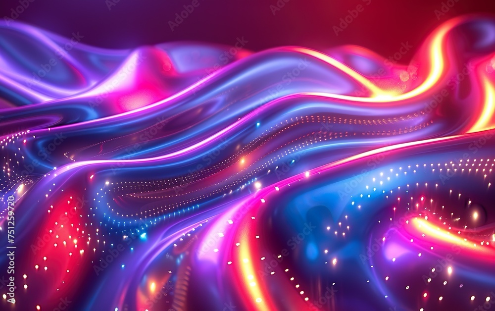 A colorful, abstract painting with a purple and blue wave A colorful, abstract painting with a purple and blue wave