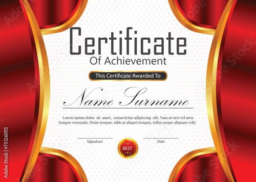 certificate design new  professional with gradient red and golden color and background elements 