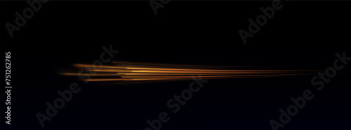 Speed Lines. Background of gold or neon speed light lines. Dynamic lights on a dark background. Concept of high speed gold speed lines. Vector png. 