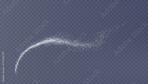 Design element for kitchen, bakery, advertising, video. Powdered sugar png explosion or splash, falling flour, salt powder falling gently. Top view 3d effect	
