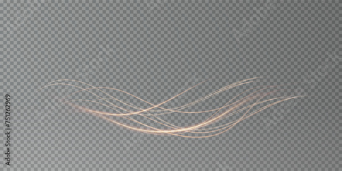 Festive decoration in the form of luminous flying wind surrounded by light dust and golden lines. Light effect for ceremonies, awards, prizes, motivations, invitations, banners, cards, videos.