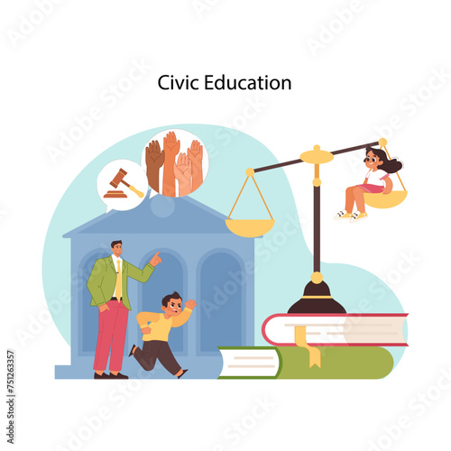 Foundations of democracy. Flat vector illustration