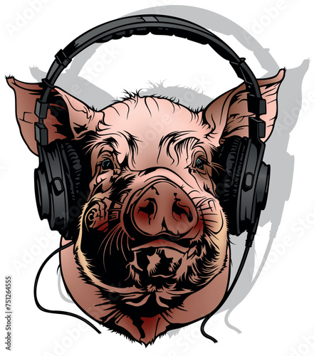 Colored Drawing of a Pig wi...