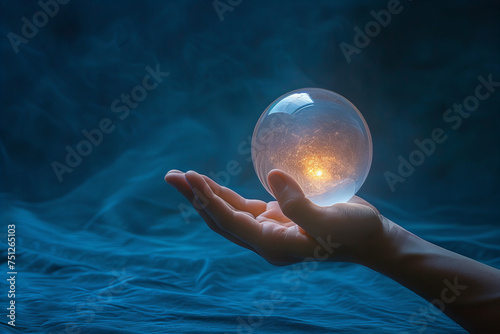 Mystical Glow in Crystal Sphere: Enigmatic Energy Illumination Banner