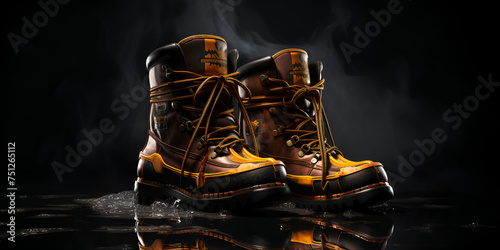 Hiking boots illustration png isolated on transparent background. 