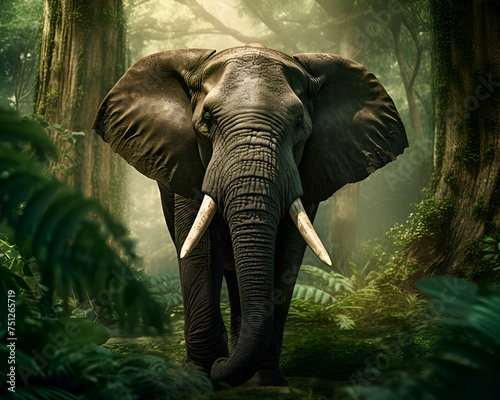 Elephant in the jungle. elephant in the rainforest.