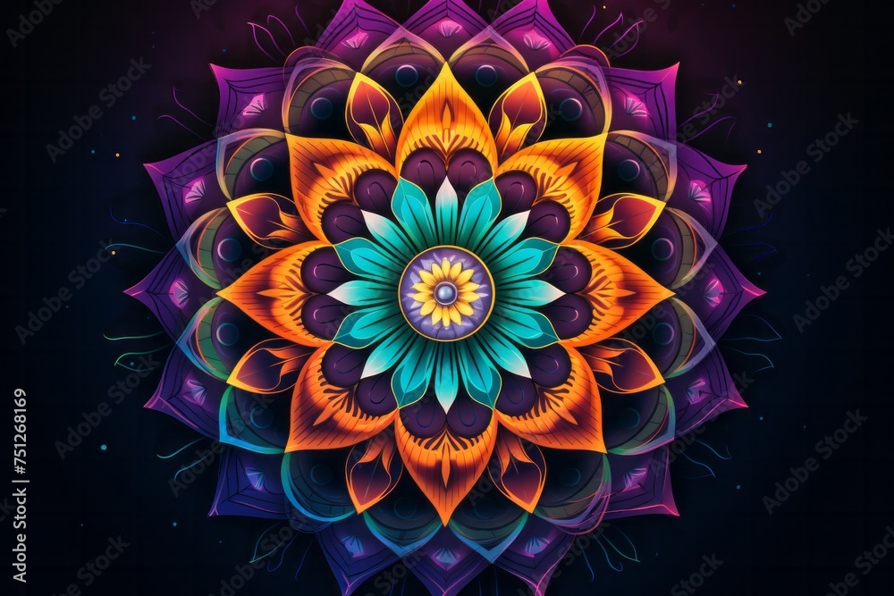Retro-Inspired Mandala Art with a Burst of Colorful Details, Generative AI Retro-Inspired Mandala Art with a Burst of Colorful Details, Generative AI
