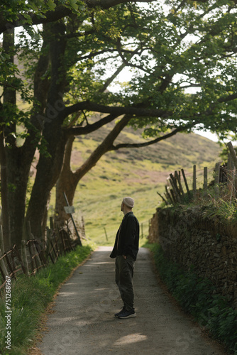 Man during a walk in the countryside
