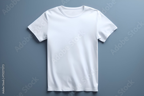 Blank white t-shirt mockup on blue background. 3d rendering
