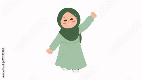 Cute Hijab Girl Happy Animation