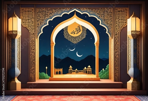 Ramadan decoration template 3d elegant simple