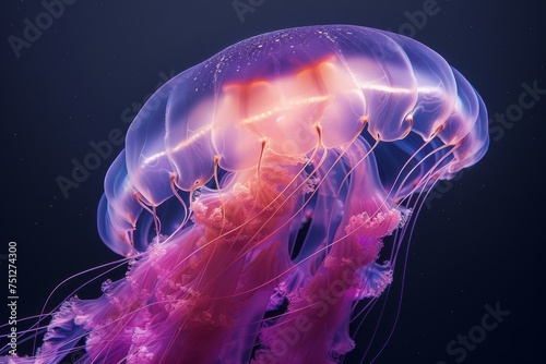 Beautiful colored jellyfish close up