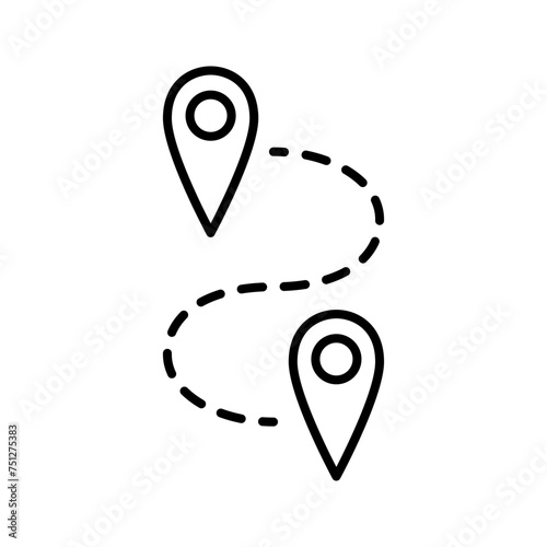 Map distance measuring icon. Map marker pointer. GPS location symbol.