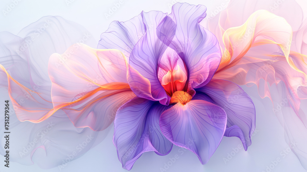Purple blue iris flower on a black background.Generative AI Purple blue iris flower on a black background.Generative AI