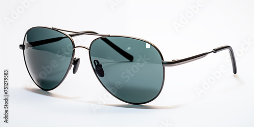 Stylish green sunglasses isolated on white. Fashion accessory, optic green sunglasses on a white background