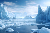 Icebergs in the winter landscape. 3d render illustration.