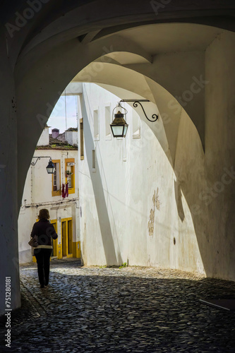 Arched street in Evora, Portugal