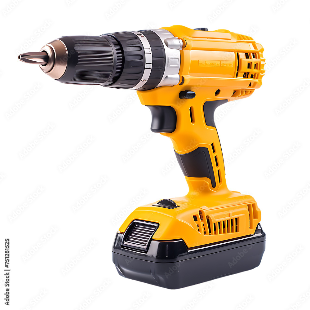 Cordless drill screwdriver isolated on transparent background