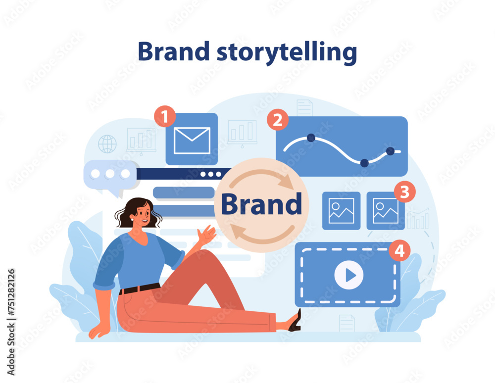 Brand Storytelling Visualization. A creative vector illustration depicting the art of telling.
