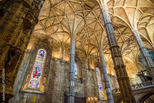 Interior of the Santa Maria church in Belem, Lisbon, Portugal