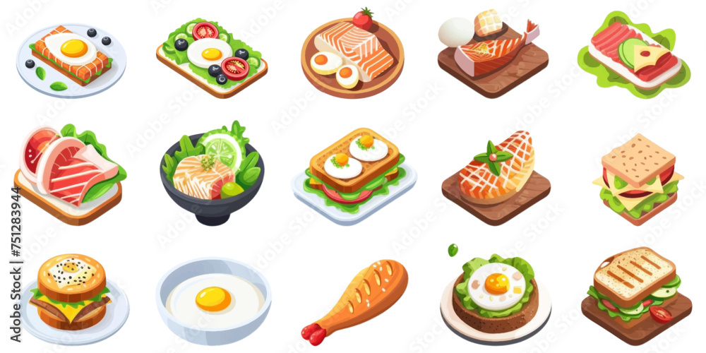 Set of food on a white background Set of food on a white background