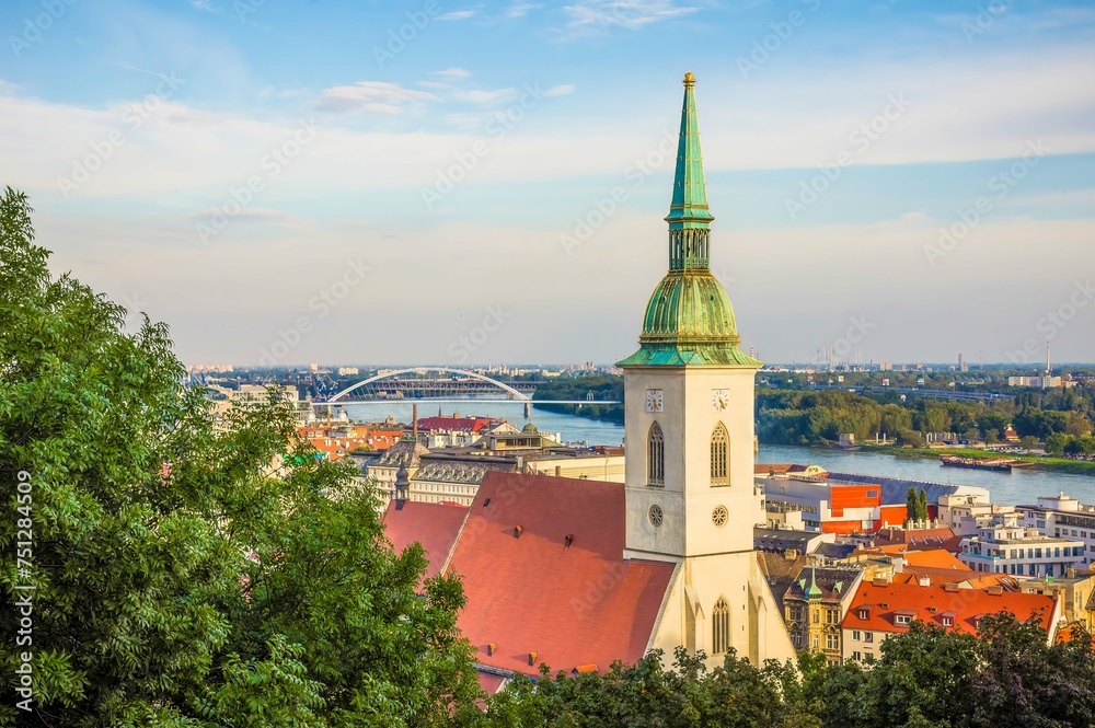 View of Bratislava with Saint Martin Cathedral tower, Slovakia
