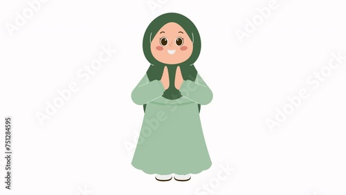 Cute Hijab Girl Greeting Ramadan Animation