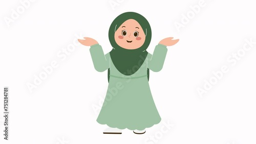 Cute Hijab Girl Happy Animation
