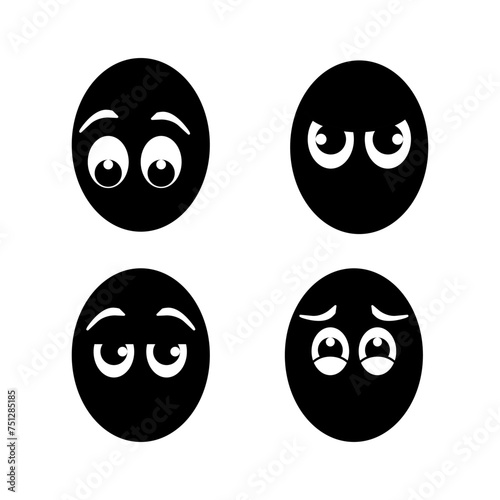 Cartoon face. The expression on the character's face. Caricatures of comic emotions or doodle emoticons. The isolated vector illustration icon is set.