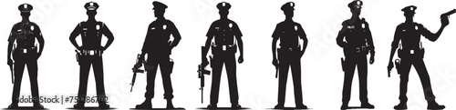 Police Man Silhouettes EPS Police Vector Police Clipart 