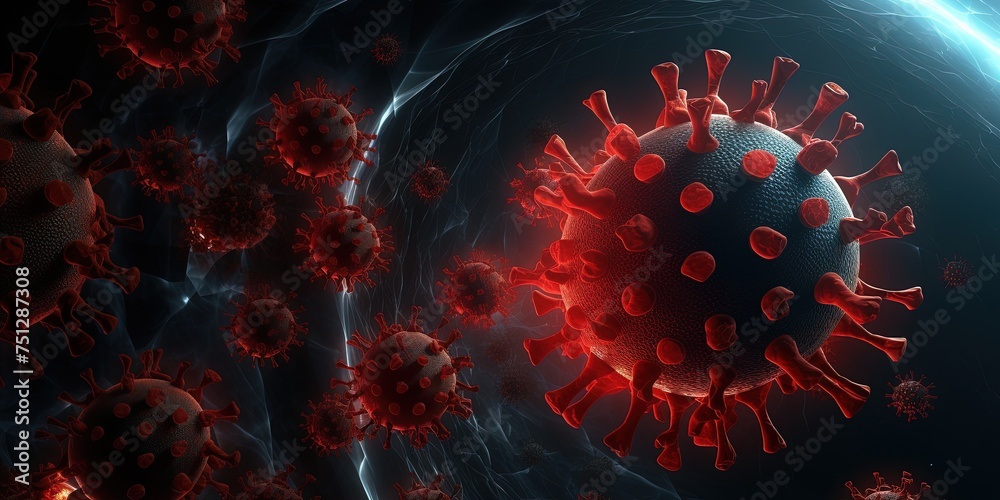 Virus. Swarm of Virus in infection mode. - obrazy, fototapety, plakaty 