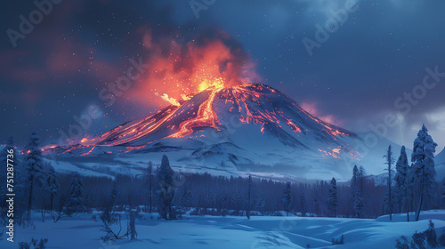 Warm snow on a volcano melting moments photo