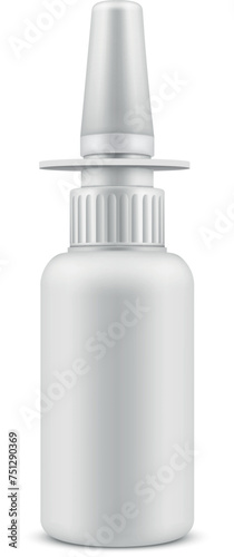 Bottle of medical spray drops nasal dropper container mockup realistic vector illustration